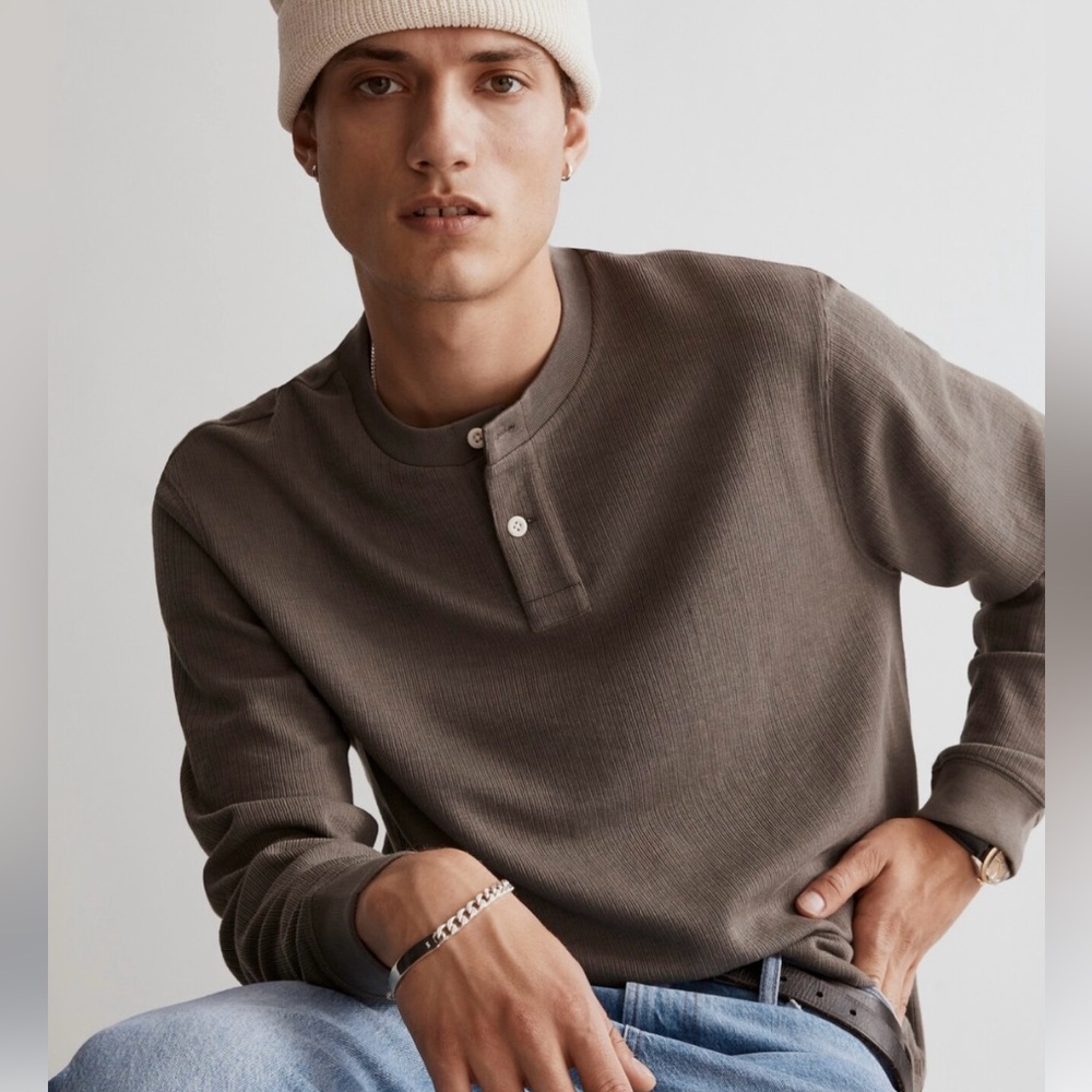 NWT Madewell Textured Long-Sleeve Henley Tee Men’s Size XS